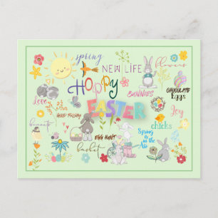 Hoppy Oaster WordArt-Grüße Postkarte