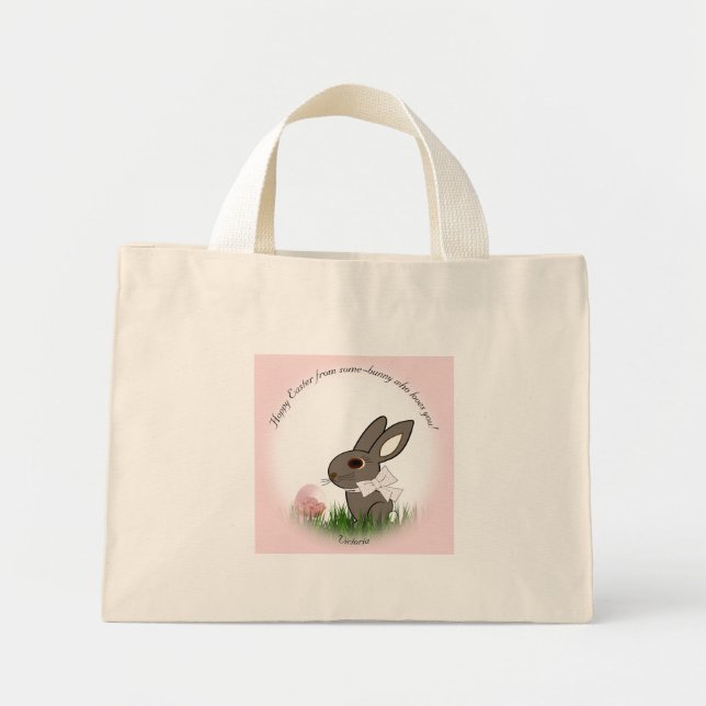 Hoppy Ostern von einigen sonnigen, die Sie Lieben! Mini Stoffbeutel (Vorne)
