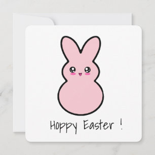 Hoppy Pâques rose jolie carte lapin