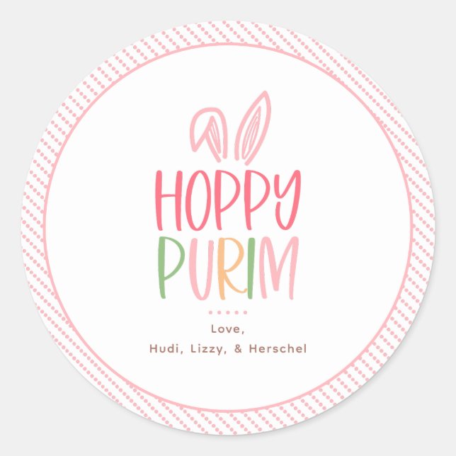 Hoppy Purim Bunny Ears Runder Aufkleber (Vorderseite)