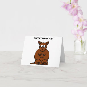 Hoppy to Meet You Kangaroo Funny Cartoon Karte