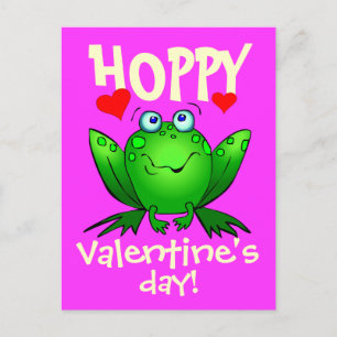 Hoppy Valentines Day Cartoon Frog Carte postale