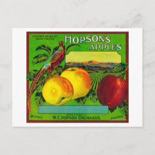 Hopsons Apple Crate LabelMilton, WA Postkarte