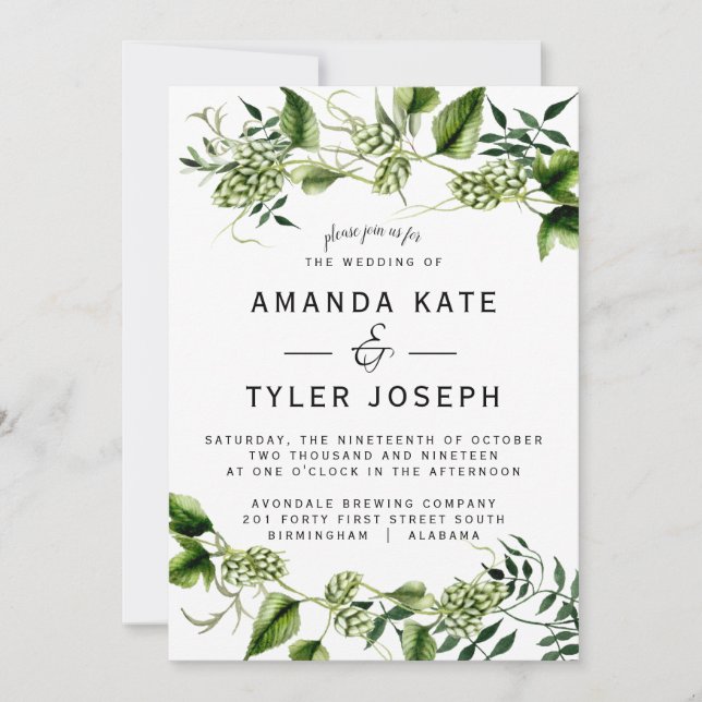 Hopvine Wedding Invitation Hop Einladung (Vorderseite)
