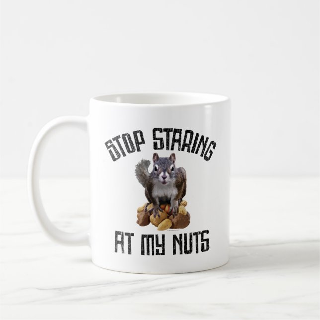 Hör auf, an meinen Nüssen zu stinken - lustiger Ei Kaffeetasse (Links)