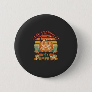 Hör auf, Kürbisse anzustarren Halloween Totenkopf Button