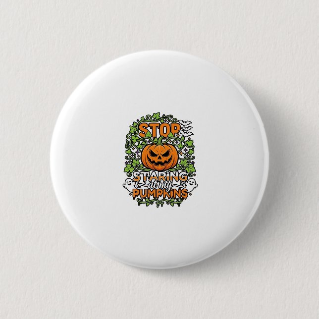 Hör auf Kürbisse Halloween Geister Fledermäuse anz Button (Vorderseite)