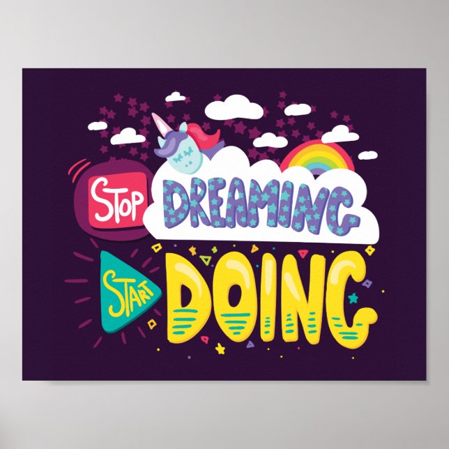 Hör auf zu träumen, mach Dunkle Lila Poster (Vorne)