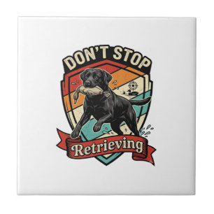 Hör nicht auf, schwarzen Labradorhund Ente Retro z Fliese