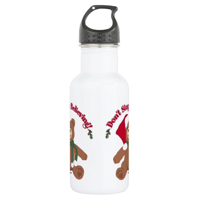 Hör nicht auf zu glauben! Weihnachtsbär Edelstahlflasche (Vorderseite)