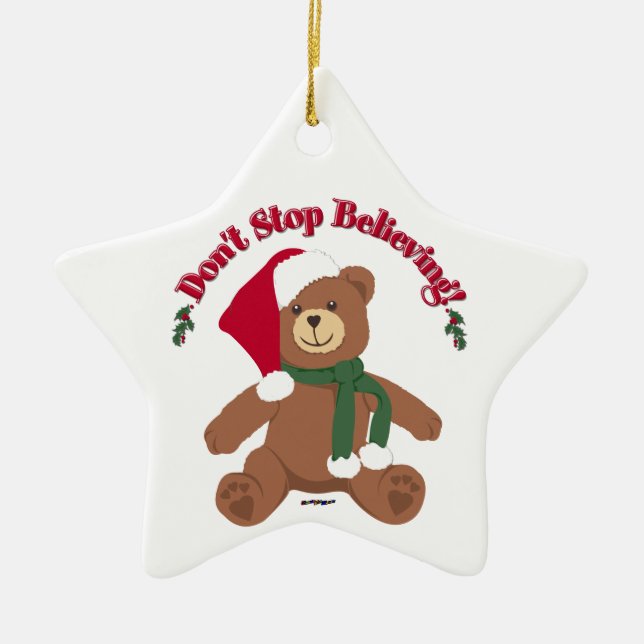 Hör nicht auf zu glauben! Weihnachtsbär Keramikornament (Vorne)