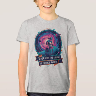 Hör niemals auf, Radfahren zu erkunden, Kosmische Tri-Blend Shirt