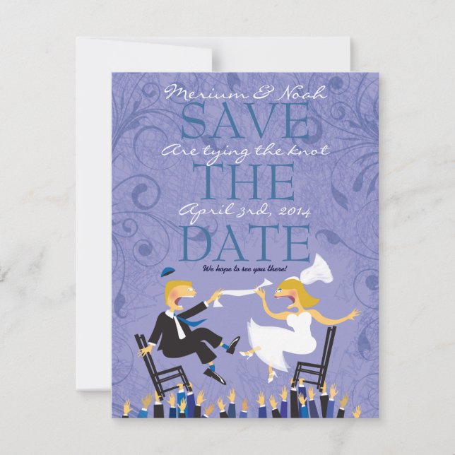 Hora Chair Tanz Jüdische Hochzeit Sichern Sie das  Save The Date (Vorderseite)