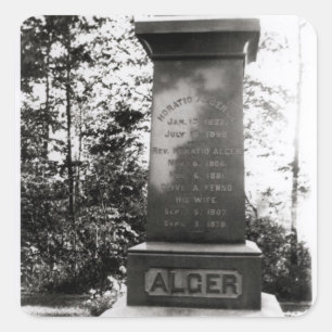 Horatio Algers Grab in Natick, Massachusetts Quadratischer Aufkleber