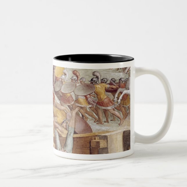 Horatius Cocles auf der Sublician Brücke Zweifarbige Tasse (Rechts)