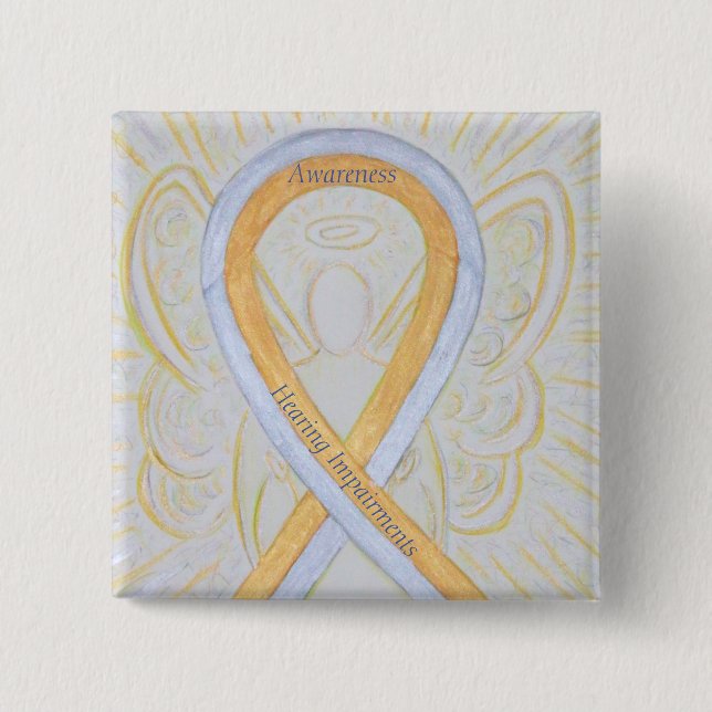 Hörbehinderungen Sensibilisierungs-Ribbon-Engel-Bu Button (Vorderseite)