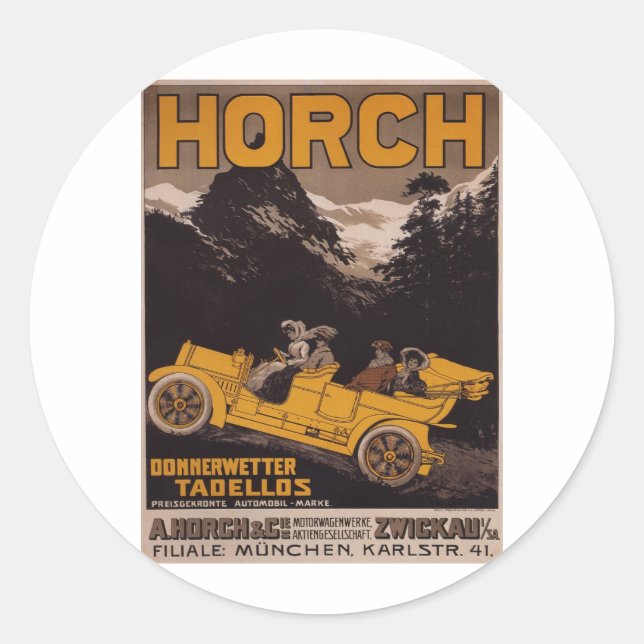 HORCH Automobil Runder Aufkleber (Vorderseite)