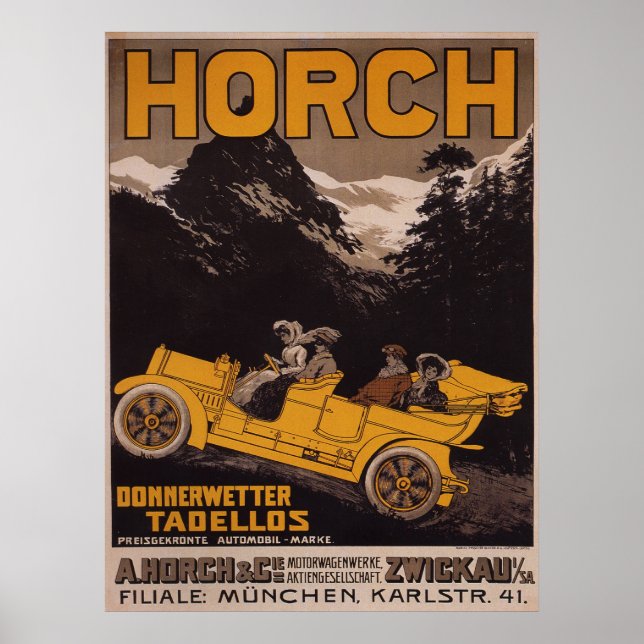 HORCH Kfz-Werbeplakat Poster (Vorne)