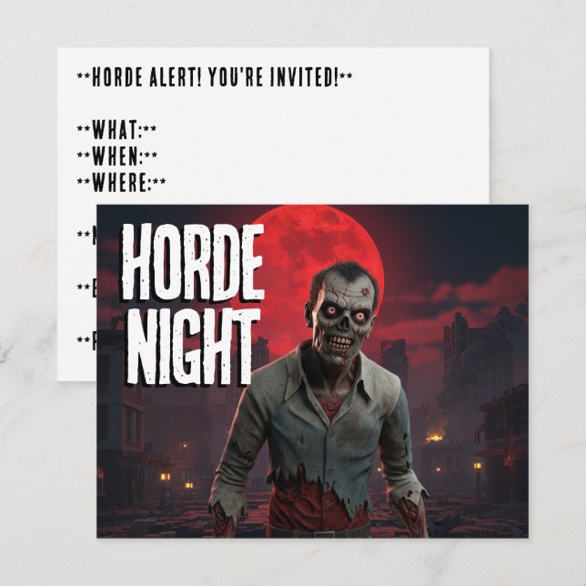 Horde Night Party Einladung (Vorne/Hinten)