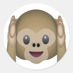 Hören Sie keinen schlechten Affen Emoji Runder Aufkleber