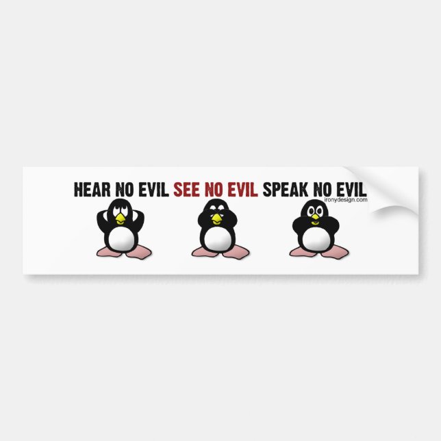 Hören Sie keinen schlechten Penguins-Autoaufkleber Autoaufkleber (Vorne)