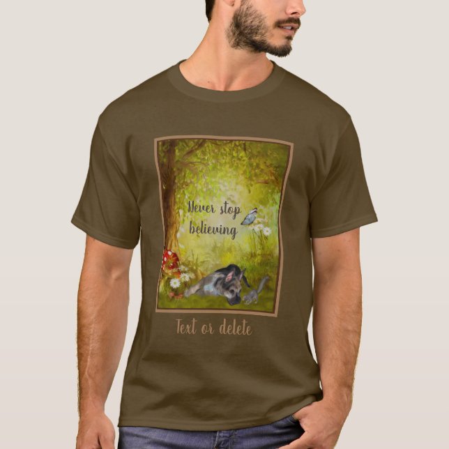 Hören Sie niemals auf, Shepherd Welpe Inspiration  T-Shirt (Vorderseite)