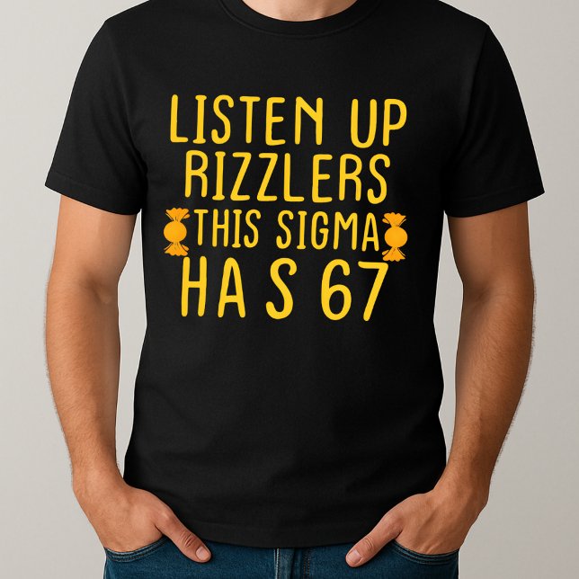 Hören Sie Rizzlers Dieses Sigma hat 67 Aura T-Shirt (Von Creator hochgeladen)