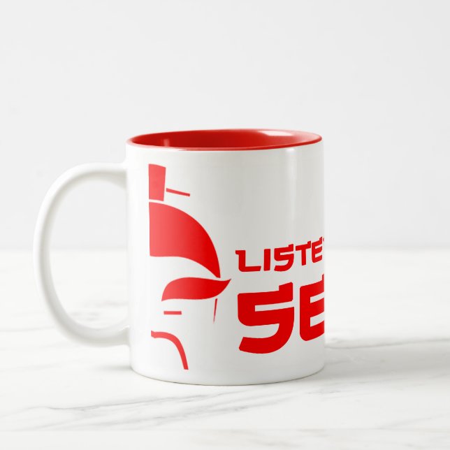 Hören Sie zu Sensei (weiß/Rot) Tasse (Links)