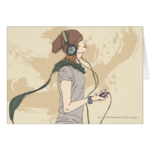 Hörende Musik der jungen Frau