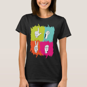 Hörhilfe Tod Pride ASL Handzeichen Sprache Gest T-Shirt