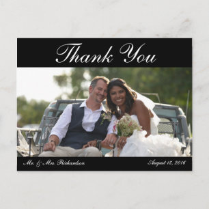 Horiz. B&W Custom Wedding Foto Vielen Dank Postkarte