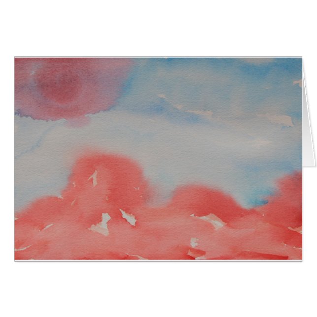 Horizon Rot und Blau Wasserfarbe Abstrakte Landsch (Vorderseite (Horizontal))