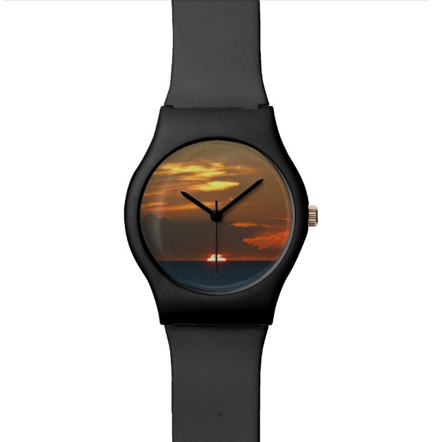Horizon Sunset farbenfrohe Seascape-Fotografie Armbanduhr (Nahaufnahme)