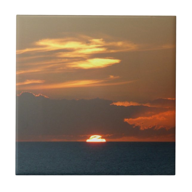 Horizon Sunset farbenfrohe Seascape-Fotografie Fliese (Vorderseite)