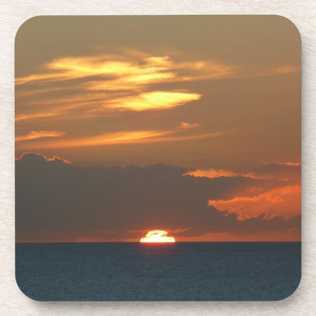 Horizon Sunset farbenfrohe Seascape-Fotografie Getränkeuntersetzer (Vorderseite)