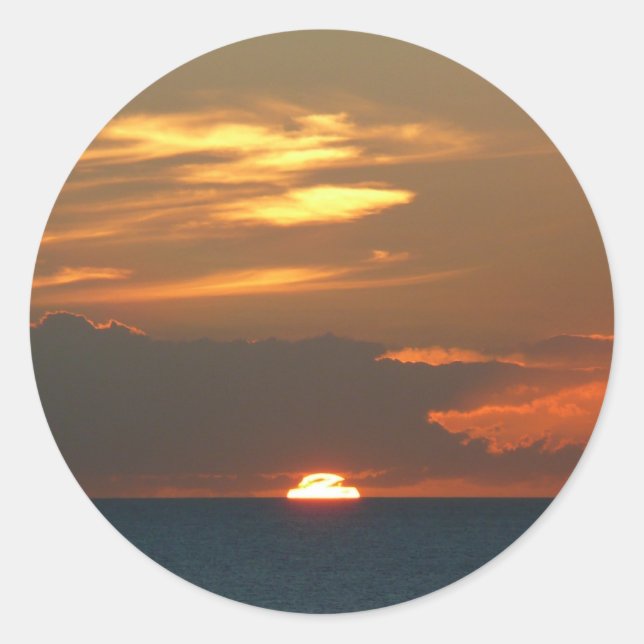 Horizon Sunset farbenfrohe Seascape-Fotografie Runder Aufkleber (Vorderseite)