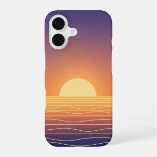 Horizont bei Sonnenuntergang Retro iPhone 16 Hülle