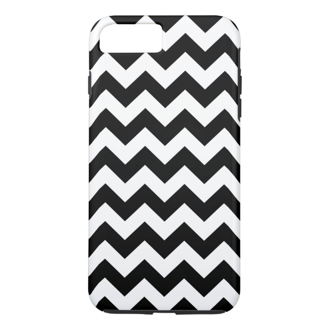 Horizontal Black & White Zigzag iPhone 8 Plus Fall Case-Mate iPhone Hülle (Rückseite)