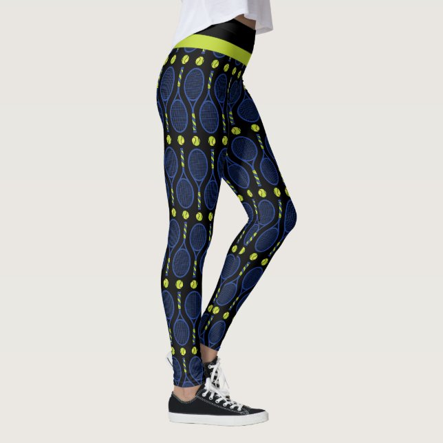 🎾 Horizontal blau, grün, schwarz Tennis 🎾 Leggings (Rechts)