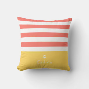 Horizontal breite Streifen Gelb Name Daisy Kissen
