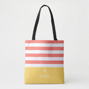Horizontal breite Streifen Gelb Name Daisy Tasche