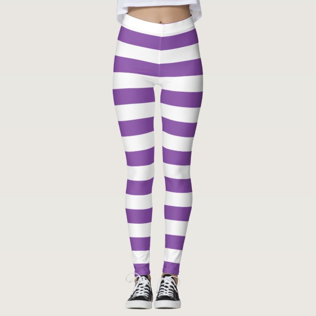Horizontal gestreift, améthystystyste und weiß leggings (Vorderseite)