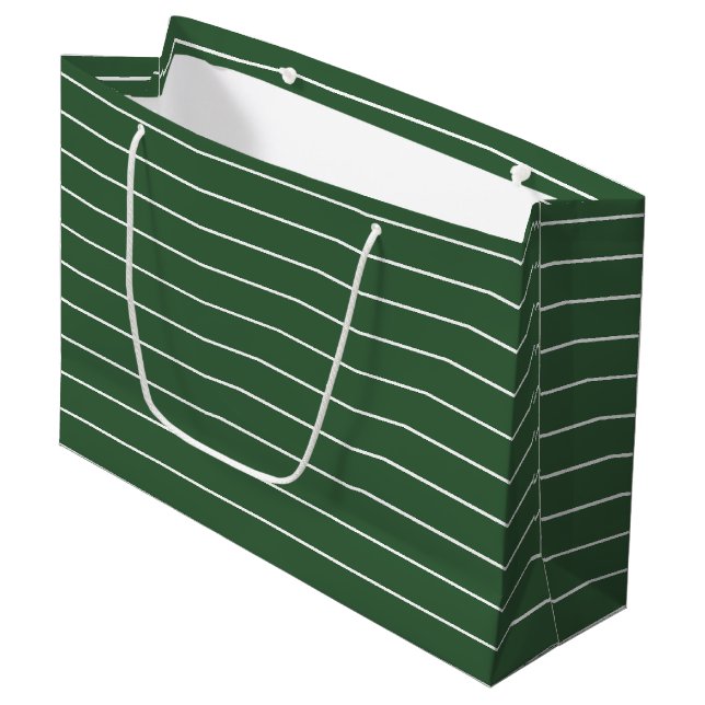 Horizontal gestreift, grün und weiß große geschenktüte (Vorderseite Schrägansicht)