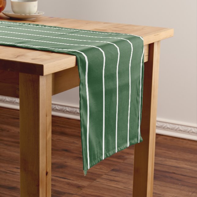 Horizontal gestreift, grün und weiß kurzer tischläufer (Beispiel)