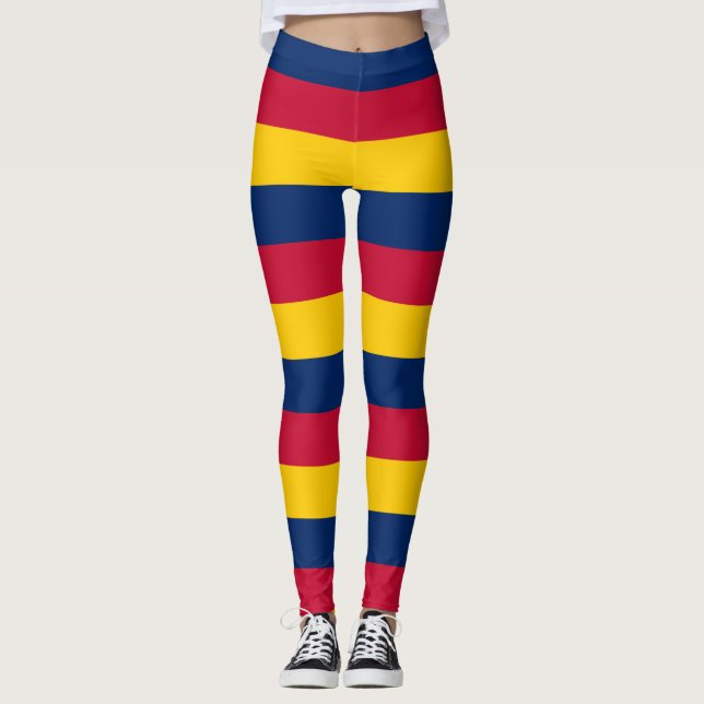 Horizontal gestreifte Flaggenfarben des Tschad Leggings (Vorderseite)