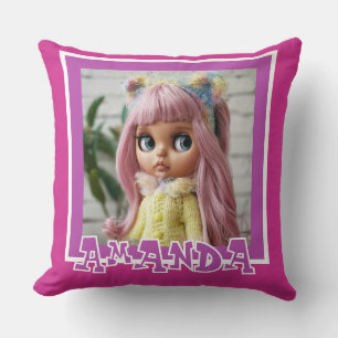 Horizontal lila rosa Streifen mit Polka-Dot-Dekora Kissen