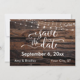 Horizontal rustikales Holz und Leuchten Save the D Date