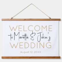 Horizontal White Gold Elegante Hochzeit Begrüßungs