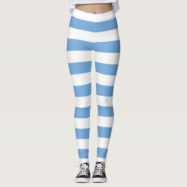 Horizontale argentinische Flaggenfarben Leggings (Vorderseite)