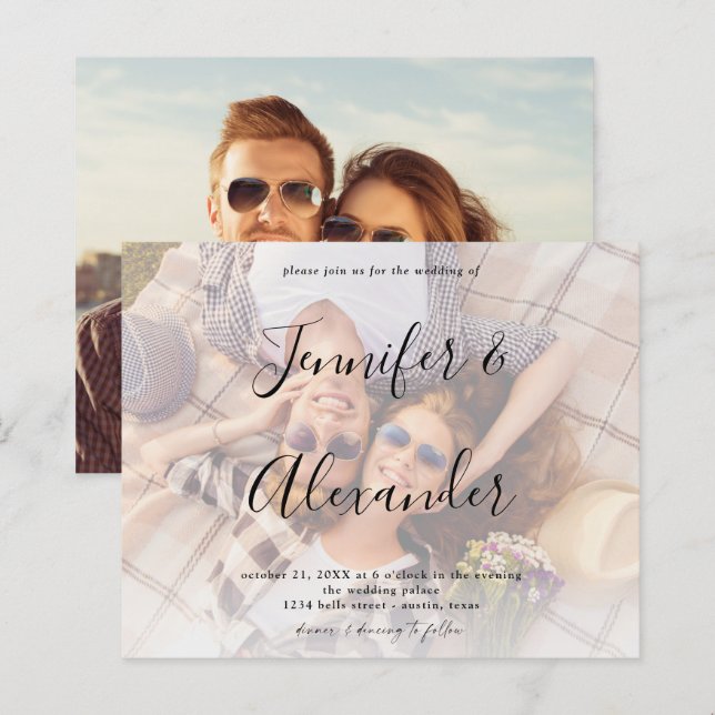 Horizontale Foto-Hochzeit mit großem Foto und groß (Vorne/Hinten)